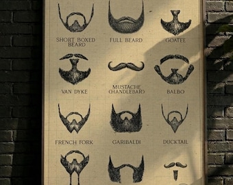 Lámina con diseño de estilos de barba / Arte mural de barbería con estilo vintage (descarga digital)