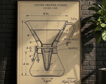 Lámina con diseño de embudo de café vintage / Arte mural retro para cocina (descarga digital)