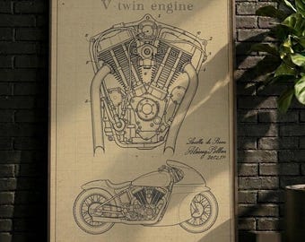 PÓSTER / Lámina de patente de motor de motocicleta - Arte mural vintage para motociclistas