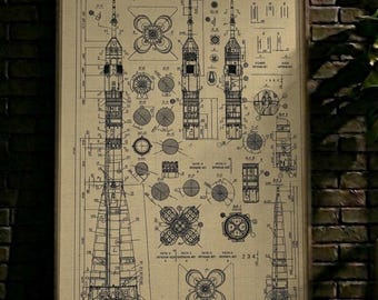 Rocket Patent Blueprint Art Print | Retro Space Wall Decor (Digital Download)