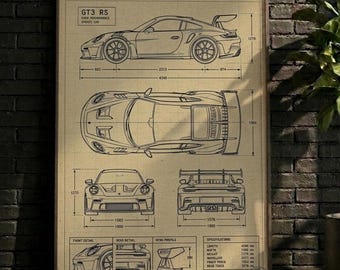 POSTER | Wall art, Wall decor, GT3 Patent Print, Supercar Blueprint Wall Art, Car Enthusiast Gift, Digital Download Poster, Garage Decor
