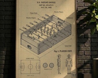 POSTER | Football Table Patent Print | Vintage Blueprint Art (Digital Download)
