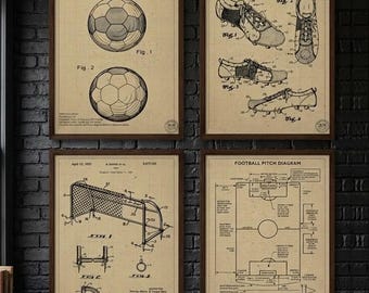 POSTER | Vintage Soccer Patent Prints Set, Retro Blueprint Posters, Sports Wall Art (Digital Download)