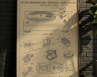 PÓSTER / decoración de pared, plano de tocadiscos - Estudio de música y retro D