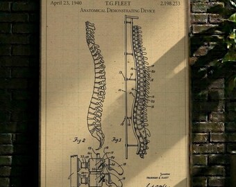 POSTER | Human Spine Patent Print, Blueprint Anatomy Wall Art, Chiropractor Office Decor (Digital)