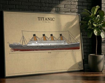 POSTER | Titanic Blueprint Patent Print | Vintage Nautical Wall Art (Digital Download)