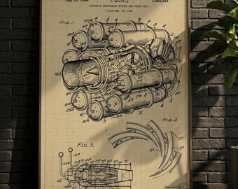 POSTER | Vintage Rocket Engine Patent Print, Aerospace Blueprint Poster, Rocketry Wall Art (Digital)