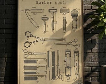 POSTER | Barber Tools Patent Print - Vintage Barber Shop Wall Art