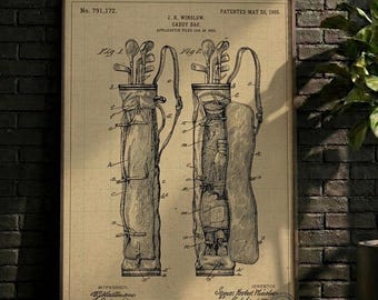 POSTER | Wall art, Wall decor, Golf Patent Print, Retro Golf Blueprint Wall Art, Golfer Coach Gift, Country Club Office Decor