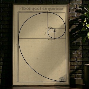 Fibonacci Spiral Patent Print | Vintage Blueprint Wall Art (Digital Download)