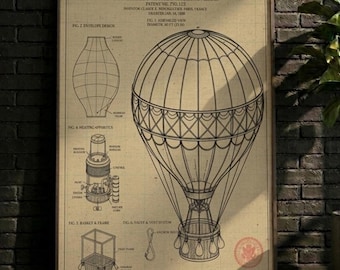 POSTER | Hot Air Balloon Patent Print | Vintage Aviation Blueprint (Digital Download)