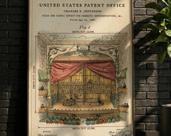 POSTER | Vintage Theater Stage Patent Print, Retro Blueprint Set Design Wall Art (Digital Download)