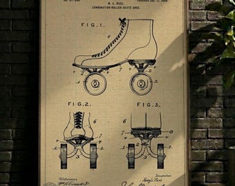 POSTER | Vintage Roller Skates Patent Print, Retro Quad Skate Blueprint Poster (Digital Download)