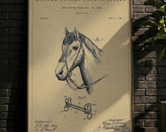 PÓSTER / decoración de pared, lámina de patente de brida de caballo vintage, póster de planos, decoración de pared de artículos ecuestres (descarga digital)