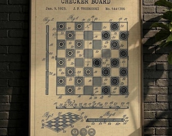 PÓSTER / decoración de pared, lámina de patente de tablero de ajedrez vintage, arte de pared de juego de estrategia con planos (descarga digital)