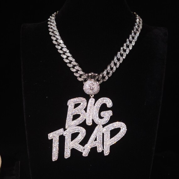 マネー 文字  アイスアウト ブリンブリン ネックレス ヒップホップ ラッパー 太い チェーン ネックレス 極太 マイアミ キューバン ヒップホップ