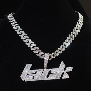 Collar personalizado con letra cursiva, cadena cubana, colgantes personalizados con iniciales heladas, cadena con nombre personalizado, regalos de cumpleaños, joyería de hip hop.