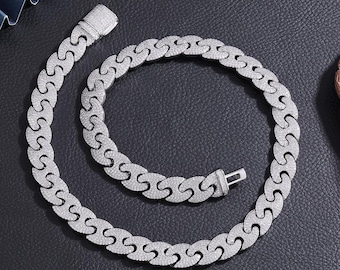 12mm Iced Out Cuban Link Chain,Hip Hop Bling Necklace,Men Pendants