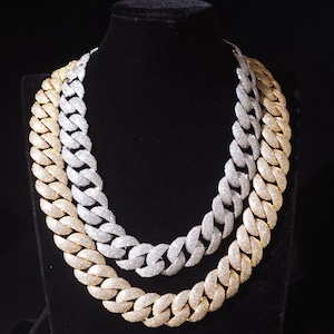 Iced Out 6 rijen diamanten griffen 24 mm Cubaanse schakelketting, zilver goud bling zware ketting ketting, hiphopketting voor mannen verjaardagscadeaus sieraden