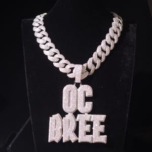 Iced Out Custom Stack Nameplate Necklace,Prong CZ Diamond 24 MM Cuban Chain,Personalized Letter Pendant,Custom Jewelry for Rapper Men Son