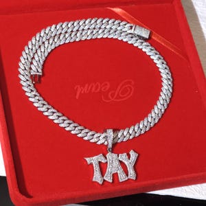 Colgantes de letras personalizados con cadena cubana de 10 mm, collar con nombre personalizado, regalos personalizados para él, joyería con placa de identificación de hip hop para hombre.