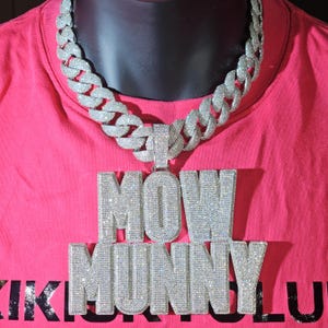 Collar con letras personalizadas Iced Out, cadena cubana de 24 mm, colgantes con nombre personalizado de hip hop, joyería brillante para hombre, regalo de cumpleaños de rapero