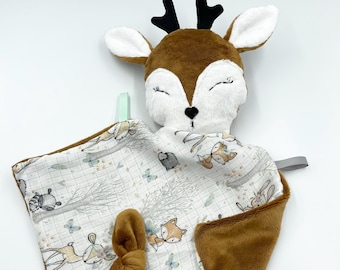 Baby deer security blanket, Doudou deer, Baby blanket deer, lovey blanket, Personalized deer lovey, Security Blanket