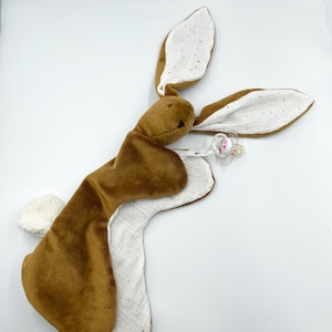 Bunny baby lovey, Bunny plush, Baby bunny security blanket, Personalized bunny lovey, Bunny Muslin, Doudou bunny, Security Blanket