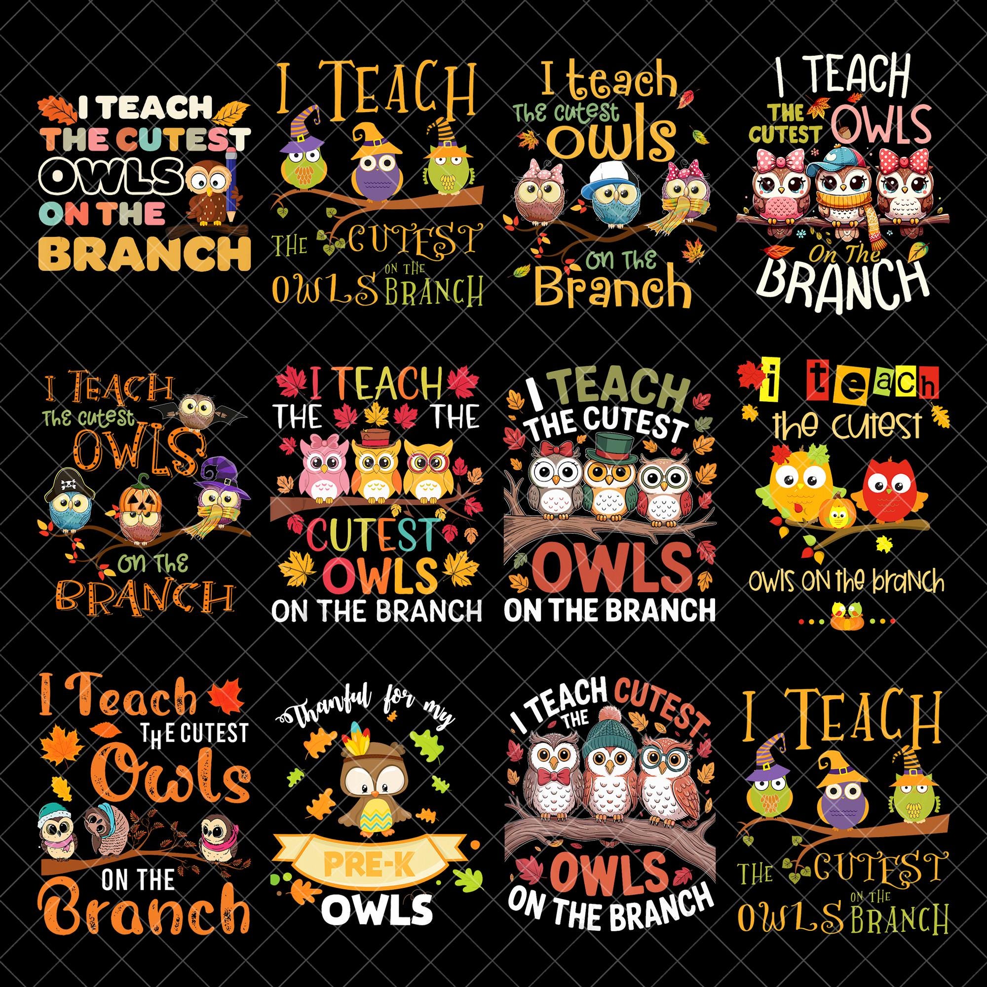 I Teach the Cutest Owls Png Bundle, Teacher Owl Quote PNG, Fall Classroom Sublimation, Cute Preschoo