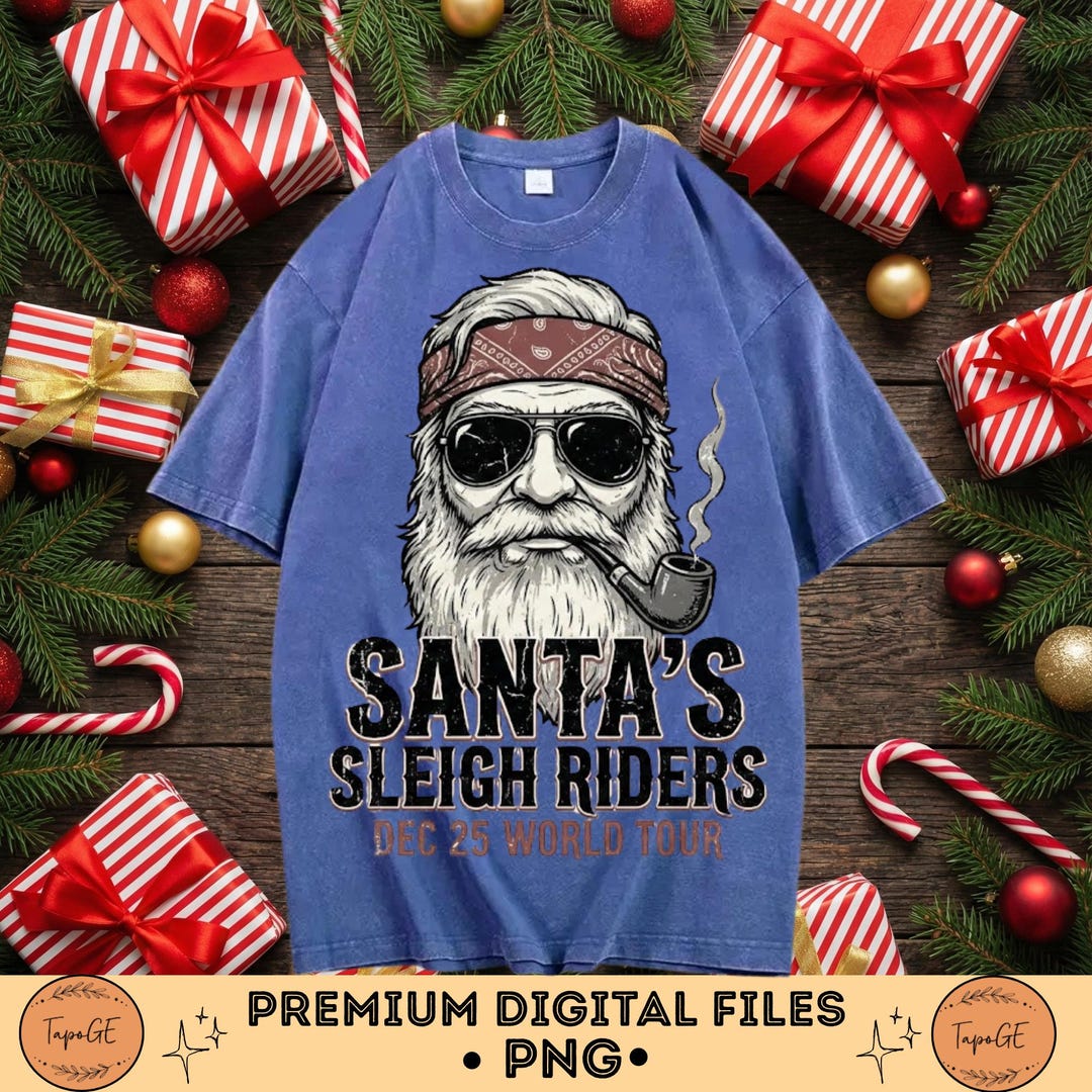 Biker Santa PNG, Sleigh Riders World Tour, Grunge Christmas (digital ...