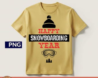 Happy Snowboarding Year PNG, Winter Sports Design (Digital Download)