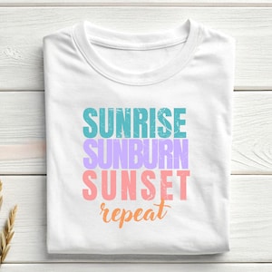 Retro Summer PNG: Sunrise Sunburn Sunset Repeat (Digital Download)