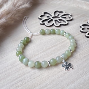 Echte grüne Jade | Glücksbringer | Perlenarmband | Schutzarmband mit Naturstein Edelstein Perlen