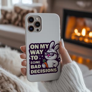 Sarcastic funny phone case with meme quote, bunny meme phone case, funny animal phone cover, ironic quote iphone case, gag gift for friend