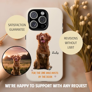 Custom pet phone case portrait from photo, personalized phone case as pet lover gift, custom pet portrait on cell phone case, pet lover gift