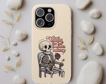 Funny phone case with skeleton meme, couple joke phone cover, cell phone case with love meme, gag gift for couples
