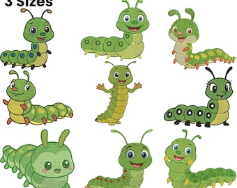 Caterpillar Embroidery Design, Cute Bugs Caterpillar, Instant Download Files, Butterfly Embroidery, Machine Embroidery Designs