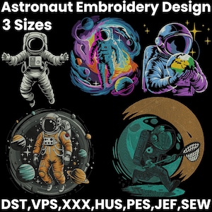 Astronaut Stickerei, Astronaut Stickerei, fliegende Astronaut Stickerei, Galaxie Stickerei, Raum NASA Mond, Maschinenstickerei