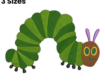 Hungry Caterpillar Embroidery Design, Cute Caterpillar Embroidery, Insect Embroidery, Bug Embroidery, Caterpillar Design, Machine Embroidery