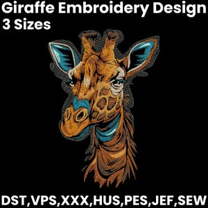 Giraffe Stickerei Design, Blumen Giraffe Stickerei, niedliche Giraffe Stickerei, schöne Giraffe, Giraffe Design, Maschinenstickerei