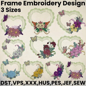 Butterfly Monogram Embroidery Frame, Flowers Frame embroidery,Monogram embroidery, Frame Embroidery,Butterfly Embroidery, Machine embroidery