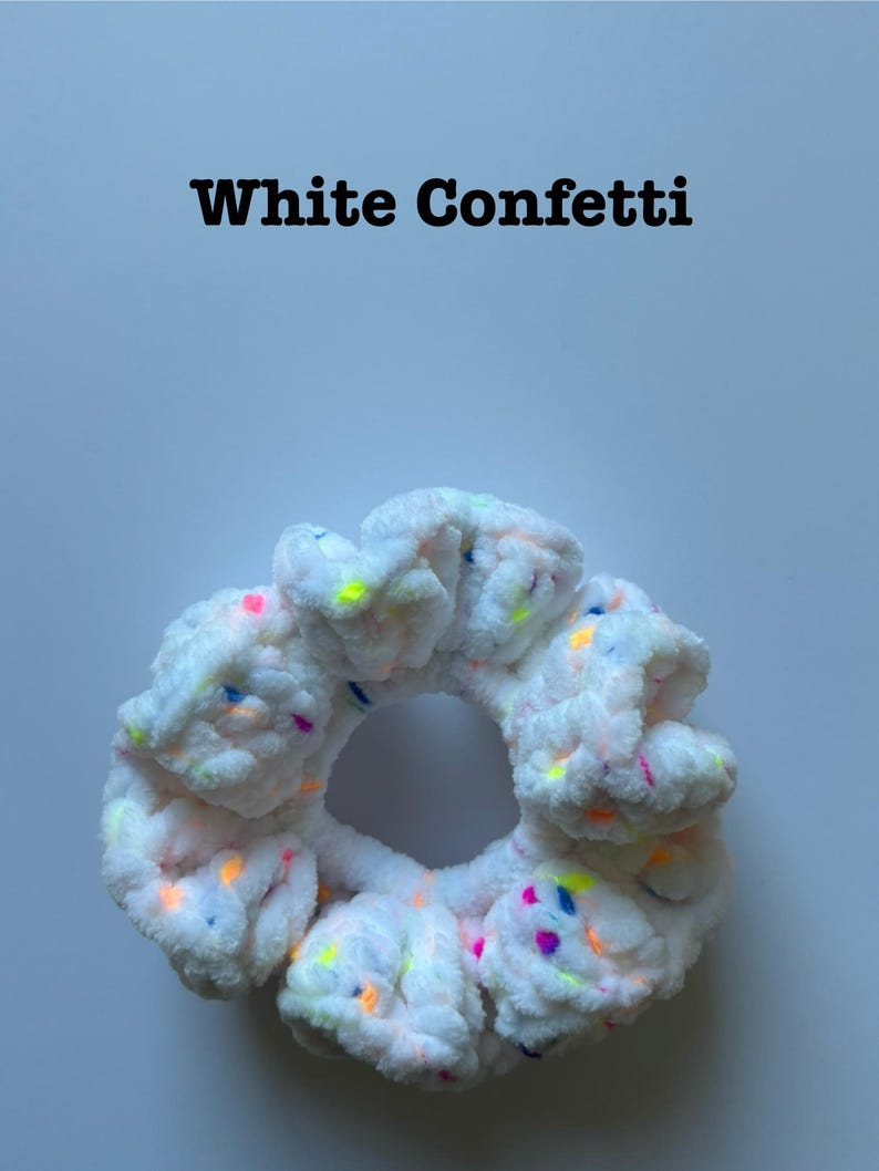 May include: White scrunchie with colorful confetti sprinkles.