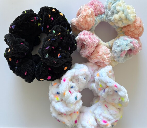 Handmade Rainbow Crochet Scrunchies