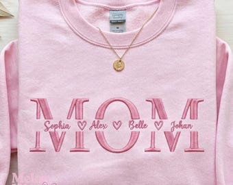 Embroidered Custom Mom Sweashirt, Personalized Mama Gift, Mother's Day Gift, Custom Name Sweashirt, Children Name Mom Crew neck