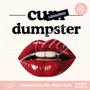 Censored Lips Funny Art PNG – Sexy Glossy Lips Clipart, Open Mouth Lip Bite, Digital Download for T-Shirt Design | Digital Download