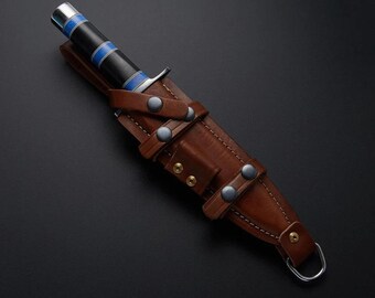 Couteau Bowie en acier D2 fait main avec étui en cuir - Cadeau pour garçon d'honneur