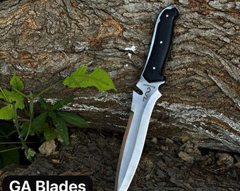 Réplica del cuchillo RE4 Jack Krauser: acero D2, mango de micarta y funda de cuero