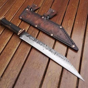 Handgefertigtes Mittelalterliches Wikinger Sax Messer Holz und Kohlenstoffstahl Wikinger Sax Messer, Mit Lederscheide Best For Geschenk