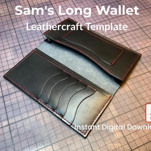 Sam’s Long Wallet PDF Pattern – Leathercraft Template for DIY Handmade Wallet – Digital Download