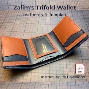 Leather Trifold Wallet Template – DIY Leathercrafting Pattern (PDF Download) | Handmade Wallet Design